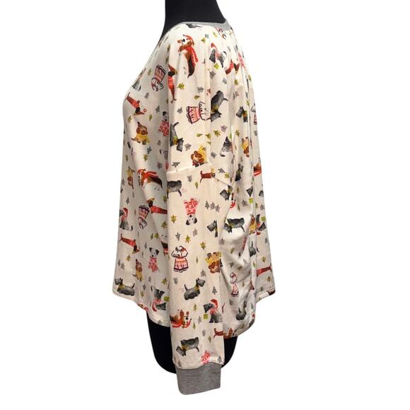 Cuddl Duds Dog Print Fleece Lounge Top XL Cozy Sleep Shirt - Picture 3 of 6